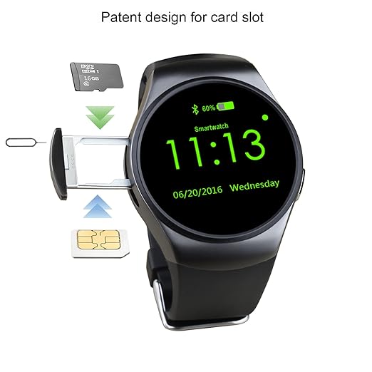 Amazon.com: KW18 Bluetooth Smart Watch MTK2502C with Round ...