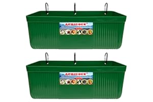 APRICOCK Large Feed Trough and Goat Feeder - 2 Pack Hanging Feeder with Clips, Waterer Bucket, Fence Feed Trough, Goat Supplies, 10 Quart