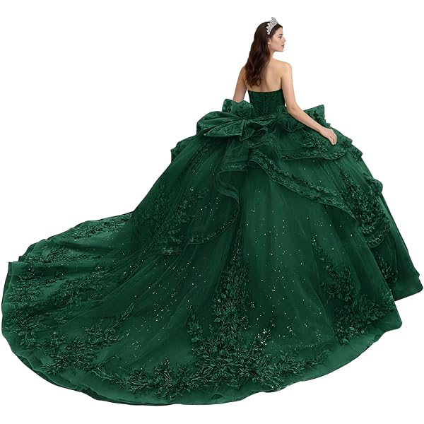 emerald green dress sweet 16 Elegant & Luxury Ball Gown Off Shoulder Gold Appliques Emerald Green T suzhoufashion