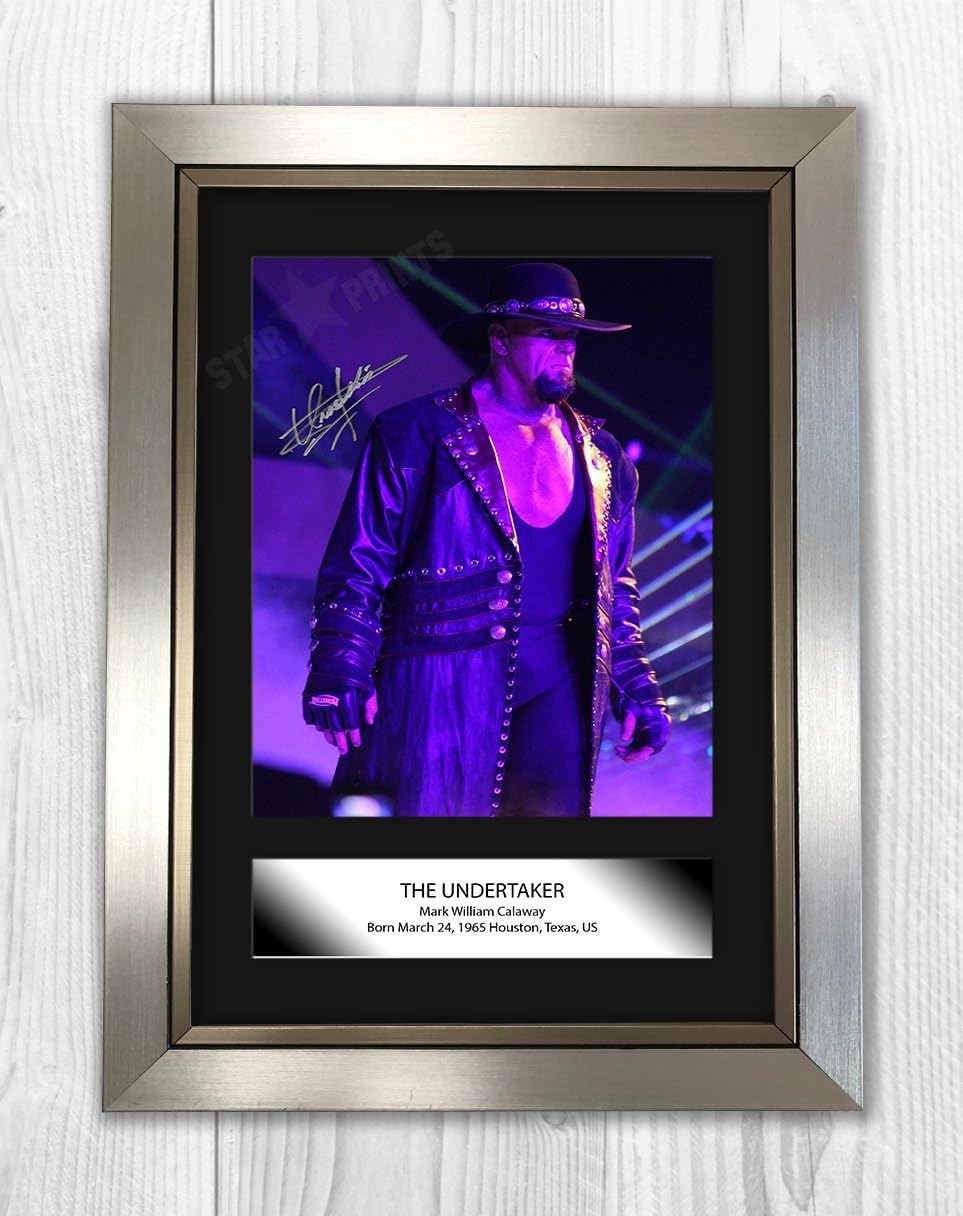 The Undertaker WWE Wrestler Signed Autograph Reproduction Photo A4 (Silver Frame)