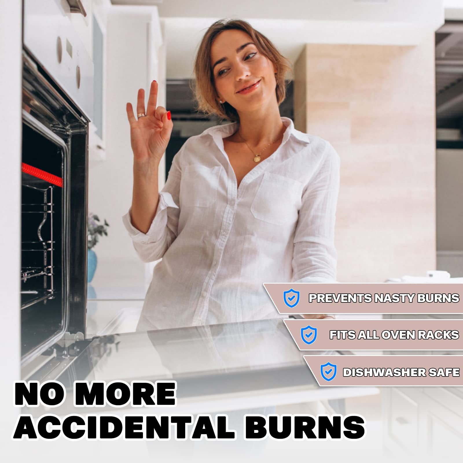 Oven Rack Shields Extra Long 22 Inch, 2 Pack Heat Resistant Oven Guards for Racks, Silicone Oven Rack Edge Protector, Full Length Fit on Standard-Sized Ovens, Prevents Hand and Arm Burns