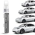 COSLAKE Car Touch Up Paint(Pearl White Multi-Coat(PPSW)) for Tesla Model Y/3/S/X, 2 in 1 DIY Car Paint Scratch Repair Kit with Pen Tip & Brush, Scratch Remover Pen with Color-Matched for Tesla