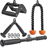 SELEWARE Triceps LAT Pulldown Attachments Cable Machine Attachment for Gym | Weight Machine Accessories Home Gym Workout Accessories Triceps Rope Double D Row Handle Pull Down Bar Straight Bar D Handle