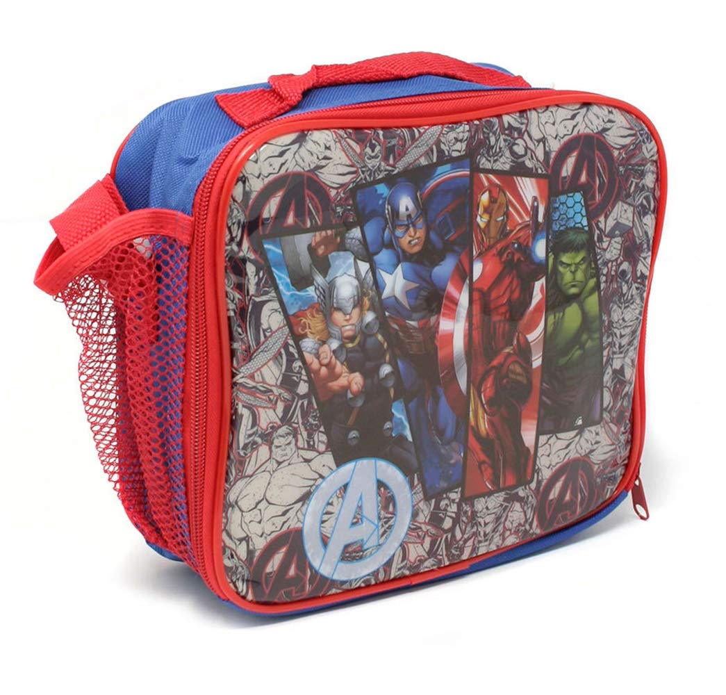 Marvel Avengers Children's Character Insulated Lunch Bag with Shoulder Strap & Mesh Side Pocket