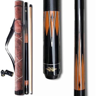 TaiBA 2-Piece Pool Stick + Hard Case,13mm Tip, 58", Hardwood Canadian Maple Professional Billiard Pool Cue Stick 19-22 Oz (Selectable)