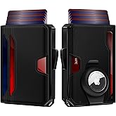 GAOCHALE AirTag Wallet for Men RFID Technology Credit Card Holder with Money Clip Slim Smart Pop Up Minimalist Wallet for Apple AirTag (No Airtag Included)(Black)