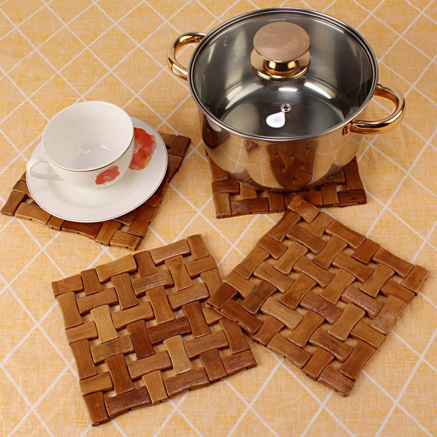 Buy Nirgun Empex Square Pot Mat Jali, Square Hot Pot Holder Mat, Heat Resistant Pads for Kitchen