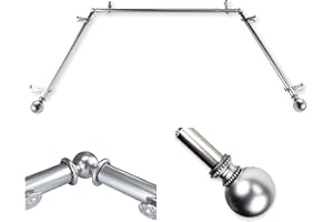 A&F ROD DÉCOR A&F Rod Decor - Cleo 13/16" Bay Window Curtain Rod - Satin Nickel