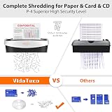 VidaTeco 10-Sheet Cross-Cut Shredder 4x36mm 5L Bin 40min Cool Jam-Proof view 6