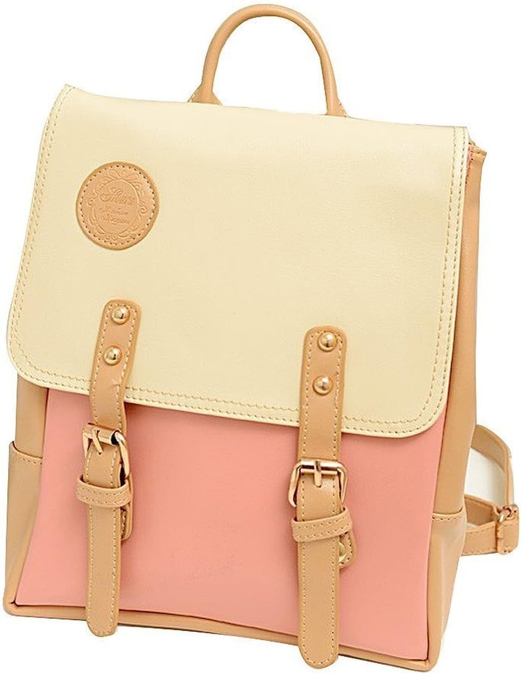 Biaaa New Design College Korea Fashion School bag Women Girl Faux Leather Backpack (Pink)
