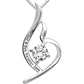 ALOV Jewelry Sterling Silver "mother & son forever love" Cubic Zirconia Pendant Necklace