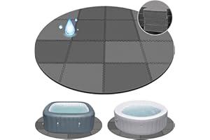 OYRLIZE 78 Inch Round Hot Tub Mat - Extra-thick Interlocking Hot Tub Protective Pad Spa Pool Foam Insulation Mat Ground Base Flooring Protector for Portable Inflatable Hot Tub Accessories Outdoor Indoor