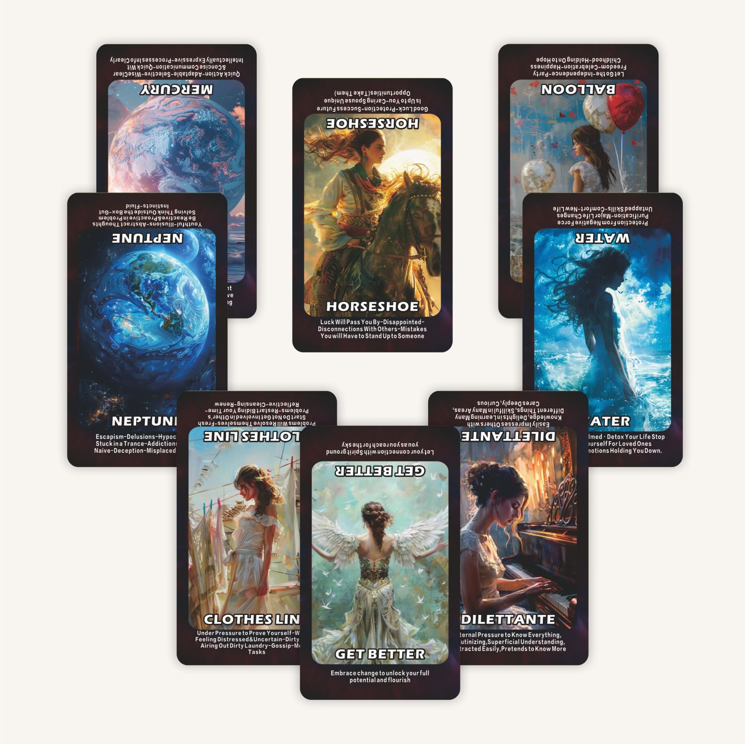 Spiritual Symbol Oracle Cards, Oracle Deck for Beginners, Life and Psychology, Covering Love, Career, Cause and Effect, Meditation, interpersonal Relationships, Oracle Cards Deck