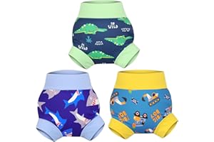 MOEMOE Baby Reusable Swim Diapers 3Pcs Comfortable Waterproof Baby Swim Diapers for Boys Swim Lesson 3T