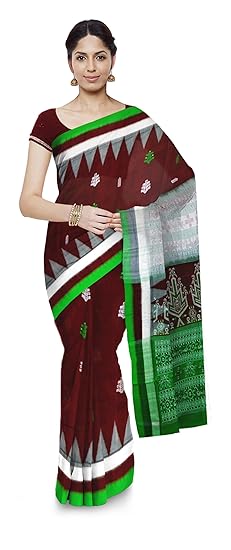 Boyanika Womens Ikat Cotton Saree (BY88_Maroon)