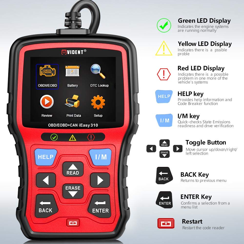 VIDENT iEasy310 Enhanced OBD2 Scanner Professional OBDII Code Reader Engine Fault Scan Tool