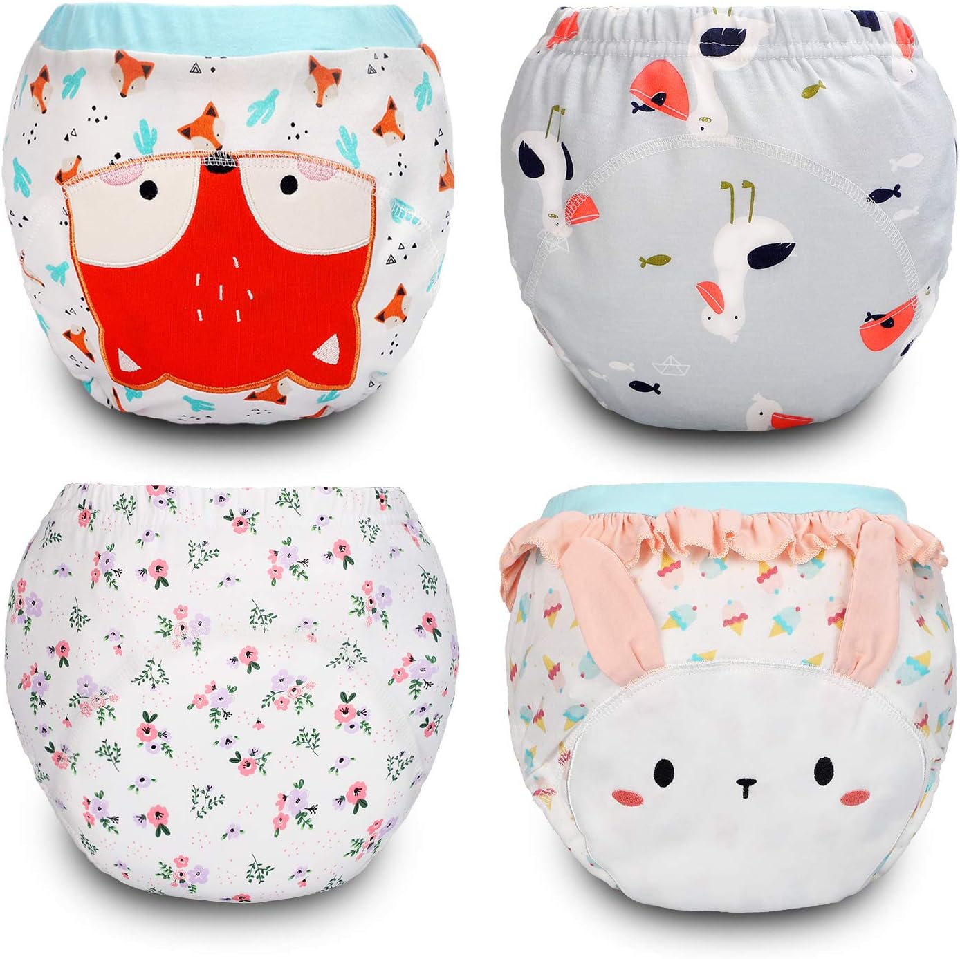 4 Pack Cotton Training Pants Toddler Potty Training Underwear for Baby Girls-4T