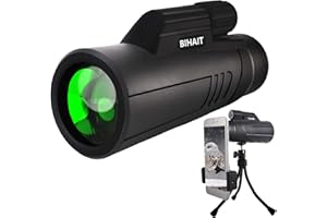 BIHAIT 12X50 Monocular Telescope, HD Stars Monoculars with Smartphone Holder Portable Waterproof Fogproof with Tripod for Bird Watching Hunting Camping Travelling Wildlife Secenery… Black