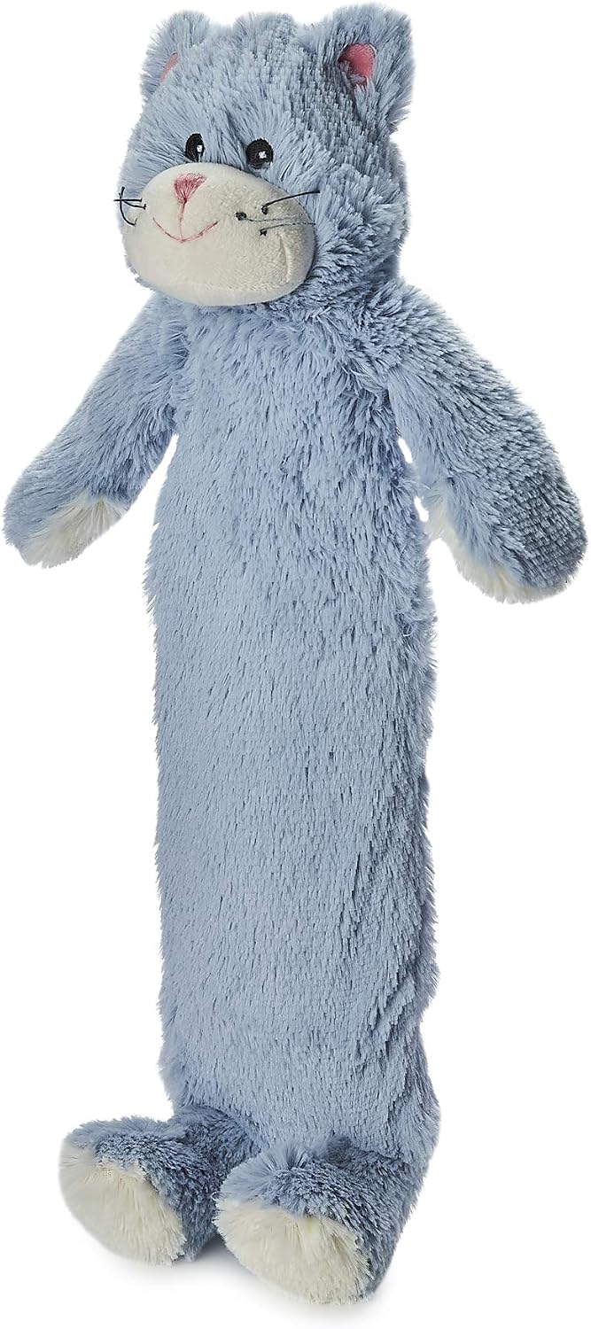 Cozy Plush Blue Cat Novelty Cover Long PVC Hot Water Bottle, Medium