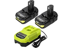 HASTIA 2-Pack Upgraded 3.6Ah Replacement for Ryobi 18V Battery and Charger Combo Compatible with Ryobi 18V ONE+ Battery P108 P102 P103 P104 P105 P107 P109 P122 Cordless Power Tools & Charger P117 P118