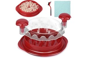 TEDMAX Chicken Shredder,Chicken Shredder Tool Twist Large Meat Shredder with Clear Cover and Non-Skid Base, Ergonomic Handle,Dishwasher Safe,BPA Free,Equipped with Pad Cloth and Brush (Red Chicken Shredder)