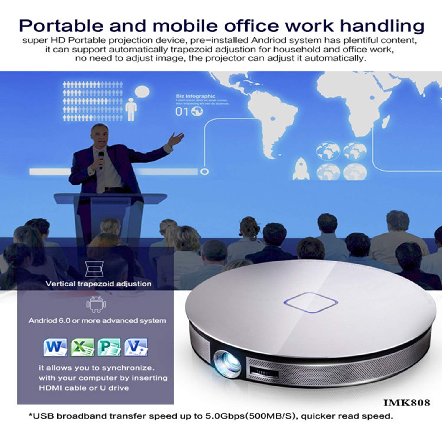 Suntech Projector 3500 Lumens DLP Portable Projector, Full HD LED Home Theater Projector 1280P Supported with 300¡± Big Display for Home Entertainment,Movie and Games