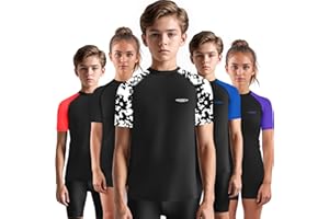 Exxact Sports Kids BJJ Rash Guard Short Sleeve, Ranked No Gi Jiu Jitsu Compression Shirt for Boys & Girls for MMA, Wrestling