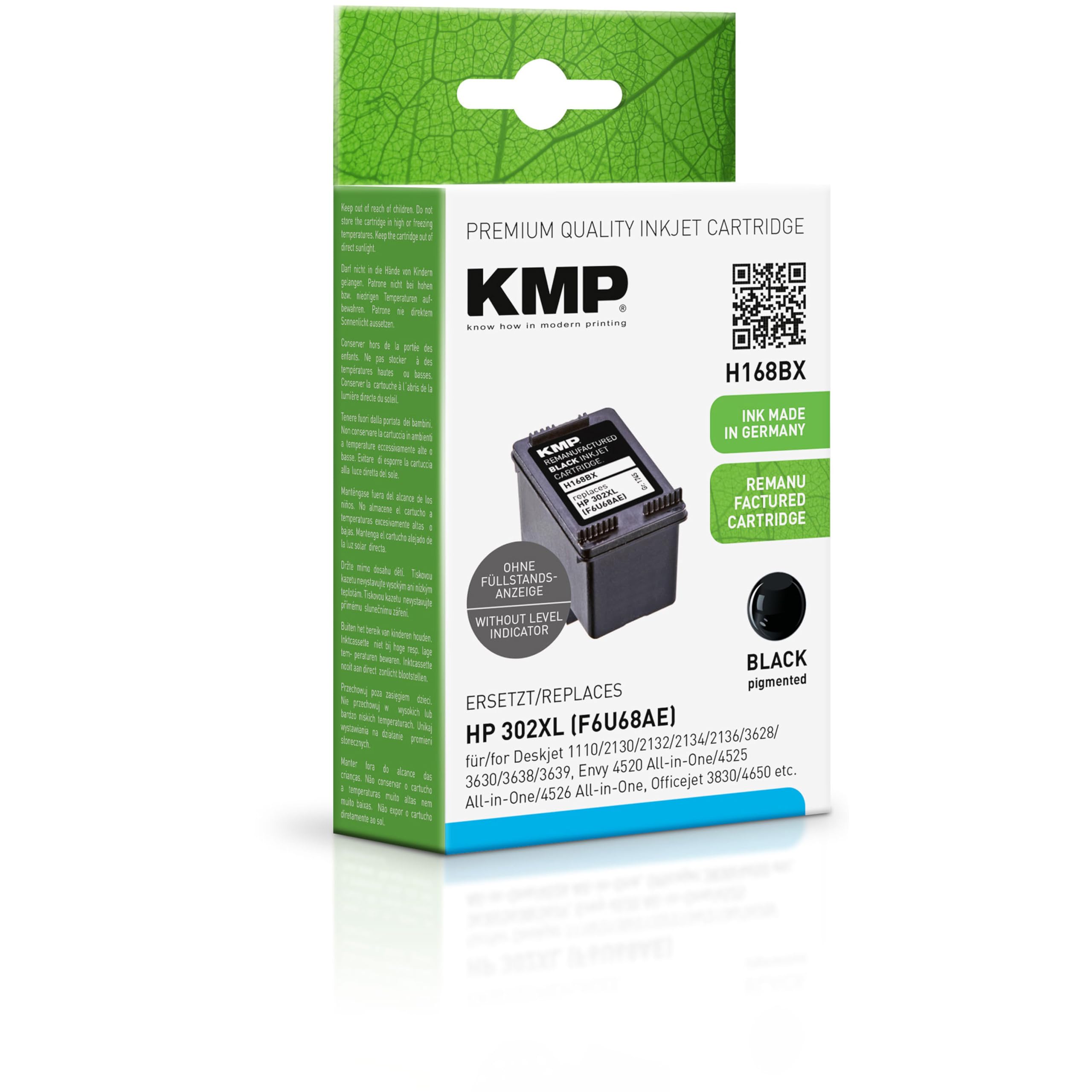 KMP Ink Cartridge – Black h168bx 15ml 550pages Black Ink Cartridges (HP f6u68ae, HP Deskjet D4155, HP Deskjet 1110 HP 2100 Series HP Deskjet D4155 HP Deskjet 2130 2132 2134 36, 15 ml, 550 Page Yield)
