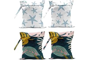 zcyxuuw 4 Pack Wet Bag for Swimsuit, Beach Travel Essentials Wet Dry Bag, for Sunscreen Toiletry Dirty Clothes Yoga Gym Diaper, Friend Summer Beach Vacation Gifts. Starfish, Palm leaves