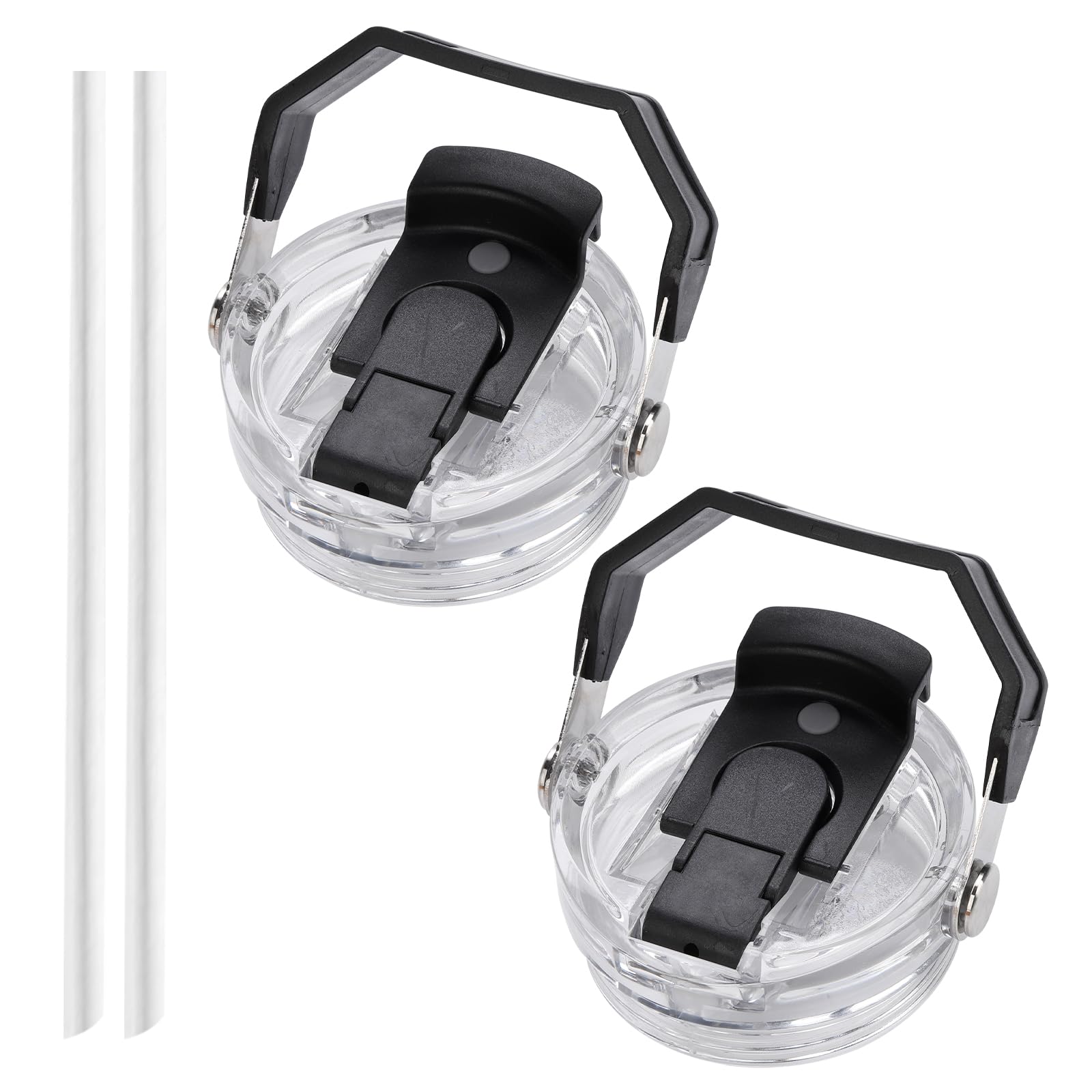 Photo 1 of 2 PCS Replacement Lids, Suitable for 30oz Stanley Cups, Leak-Proof and Splash-Resistant with Handle, Flip-Top and Straw Dual-Use (Black)