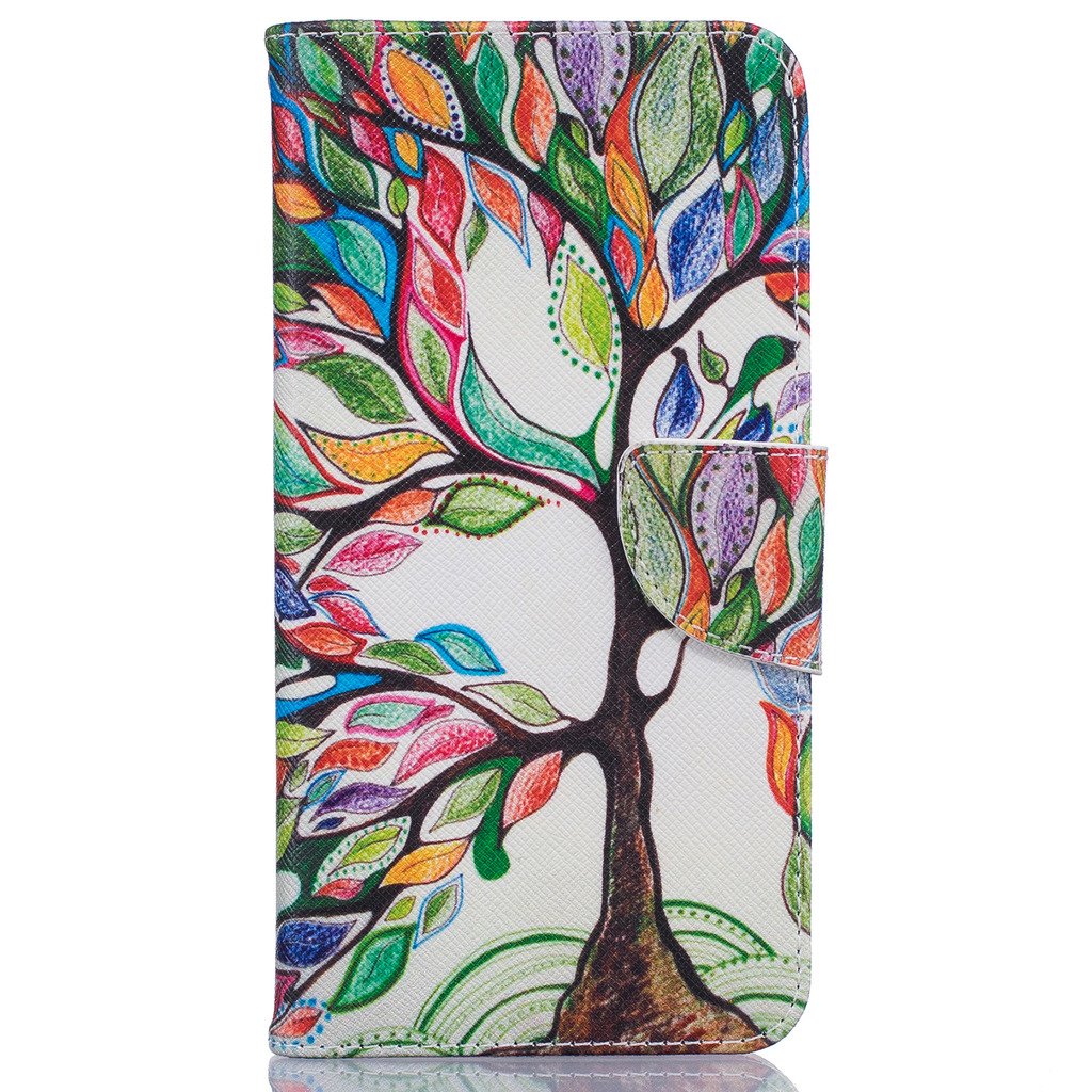 iPhone 7 8 Case [with Screen Protector],Mo-Beauty PU Leather Full Body Colorful Pattern Design Flip PU Leather Wallet Card Slot Stand Case Cover For iPhone 7/8 4.7 Inches (Tree)