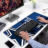 Large Stitched Edges Gaming Mouse Pad,31.5 X 13.8 Inch Mousepad for Laptop Computer Desktop Keyboard,City Design Mat for Football Fans - Blue