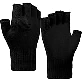 American Trends Knit Fingerless Winter Gloves Touchscreen Half Finger for Women & Men-Warm Stretchy Black,yellow Multi Colors