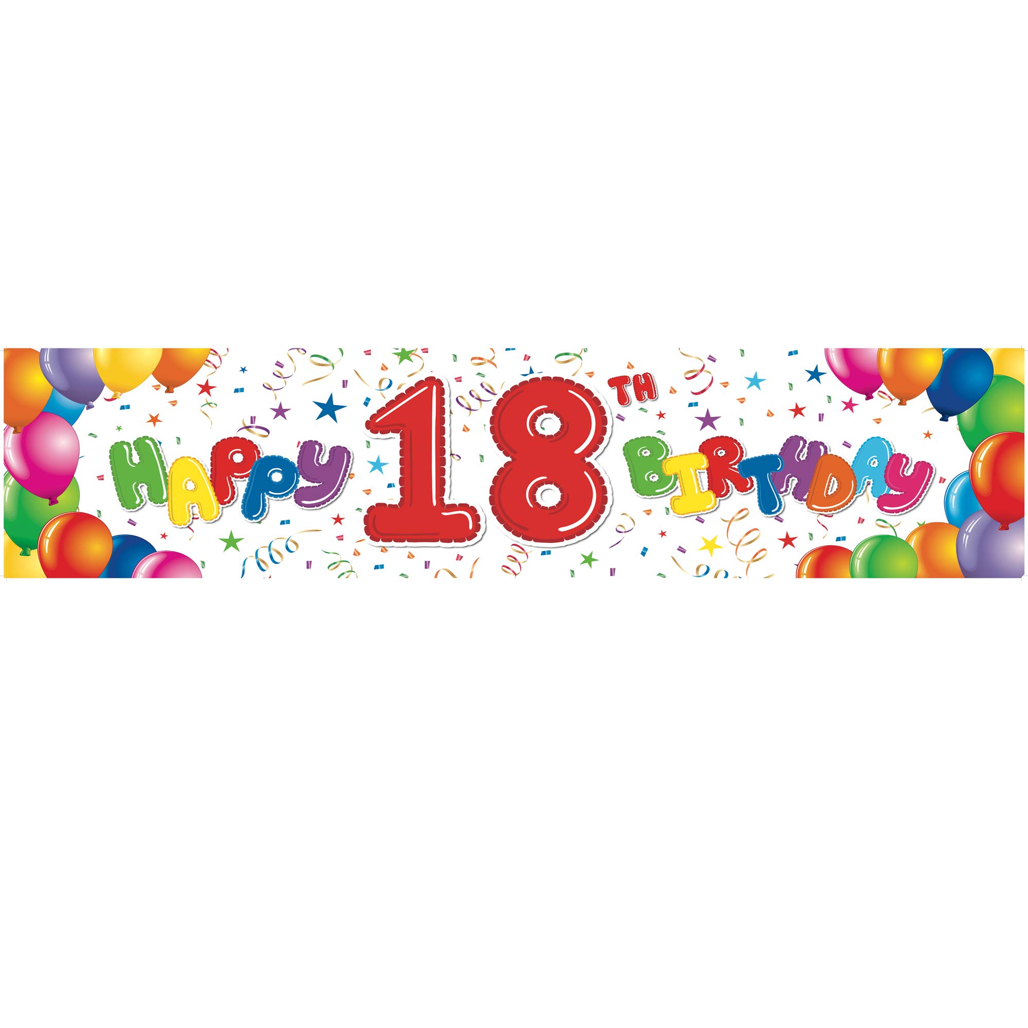 Partymoods - Happy 18th Birthday Banner - Giant Size, Bold Letters with Unique Design - 18th Birthday Decorations, Durable & Reusable Party Decor - 183cm x 46cm