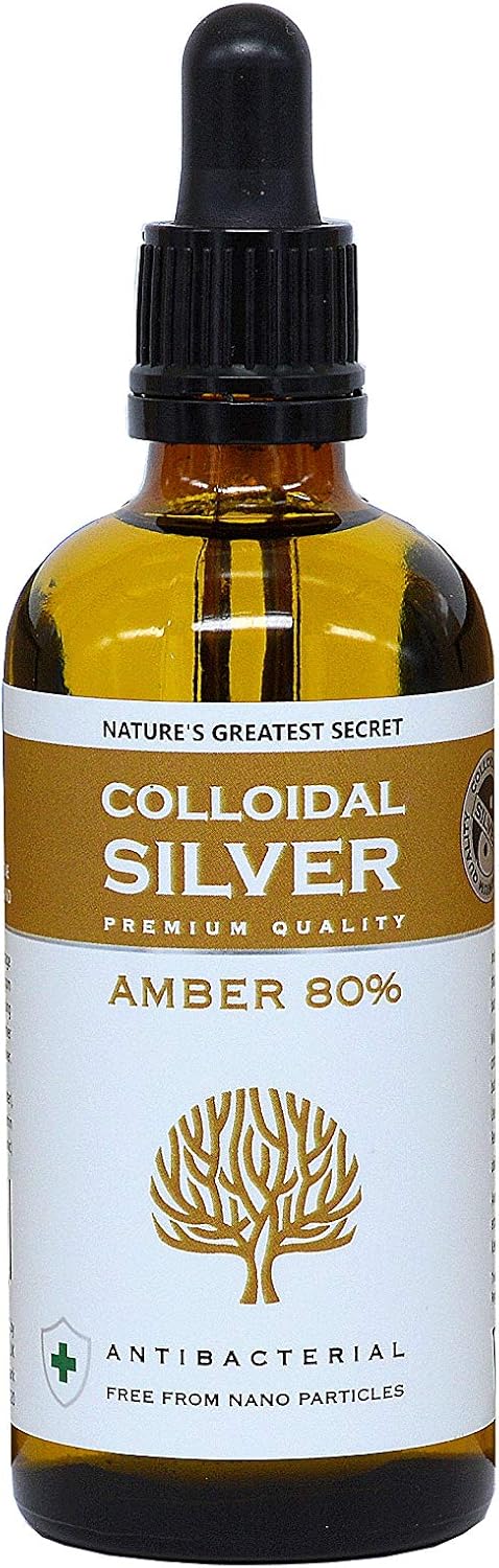 Nature's Greatest Secret True Premium Quality Antibacterial Colloidal Silver Dropper Bottle 100ml, Amber, 100 ml (Pack of 1)