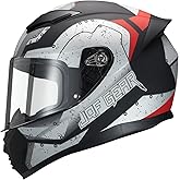 JQF Gear Full Face Motorcycle Helmet WS-607 DOT Approved Motorbike Racing Street Bike Helmets for Adults with Visor