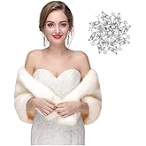 Olbye Yfe Women's Faux Fur Shawls Wraps Wedding Sleeveless Fur Wrap Shawl For Women 1920s Fur Stole Capelet