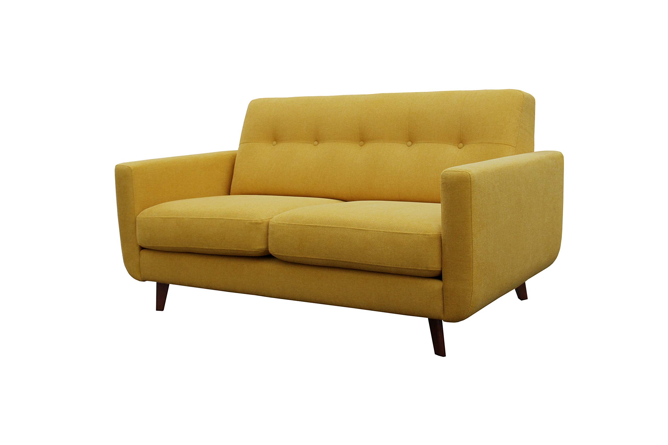 Rivet Sloane Mid-Century Modern Loveseat with Tufted Back, 64.2"W, Yellow