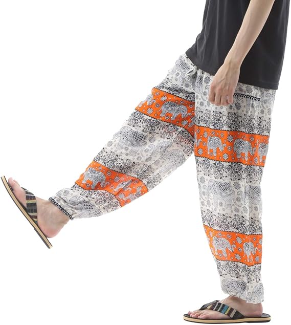Amazon Oki オキ アジアンパンツ タイパンツ サルエルパンツ ユニセックス 幅広ゴム エスニック Ss Sr1724 オレンジ ロングパンツ 通販