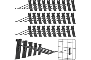 Hoowen 35 Pcs Gridwall Hooks, 8 Inch Metal Grid Hooks for Retail Garage Workspace Home Organization, Grid Wall Panels Accessories, Display Hooks Hangers for Clothes Painting Photography Canvas