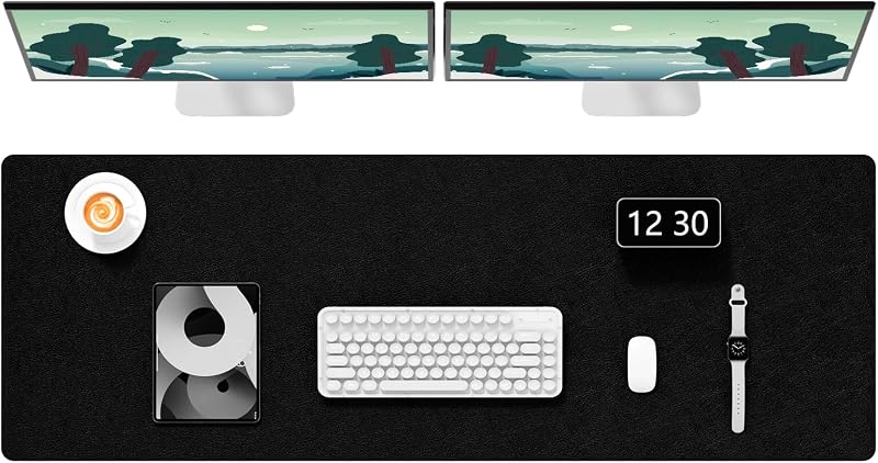 Hsurbtra 48 x 17 Desk Pad PU Leather Non-Slip Waterproof Mouse Mat XXXL