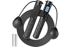 STRPRETTY BASIC Jump Rope with Counter, Cordless Weighted Jump Rope Adjustable Skipping Rope with Calorie Counter for Fitness Exercise Training Indoor Outdoor