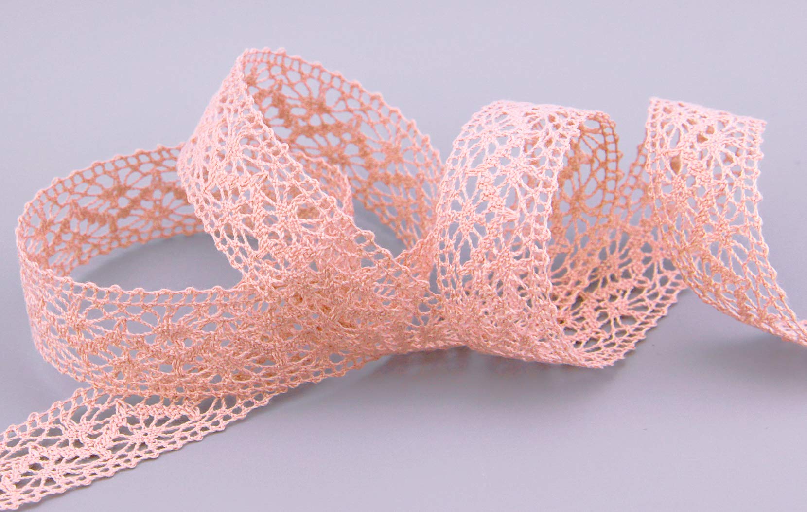 finemark Emma Apricot Lace Ribbon 15 m x 25 mm Sold by The Metre Lace Crochet Ribbon Cotton Lace Decorative Ribbon Crochet Lace Trimming Cotton