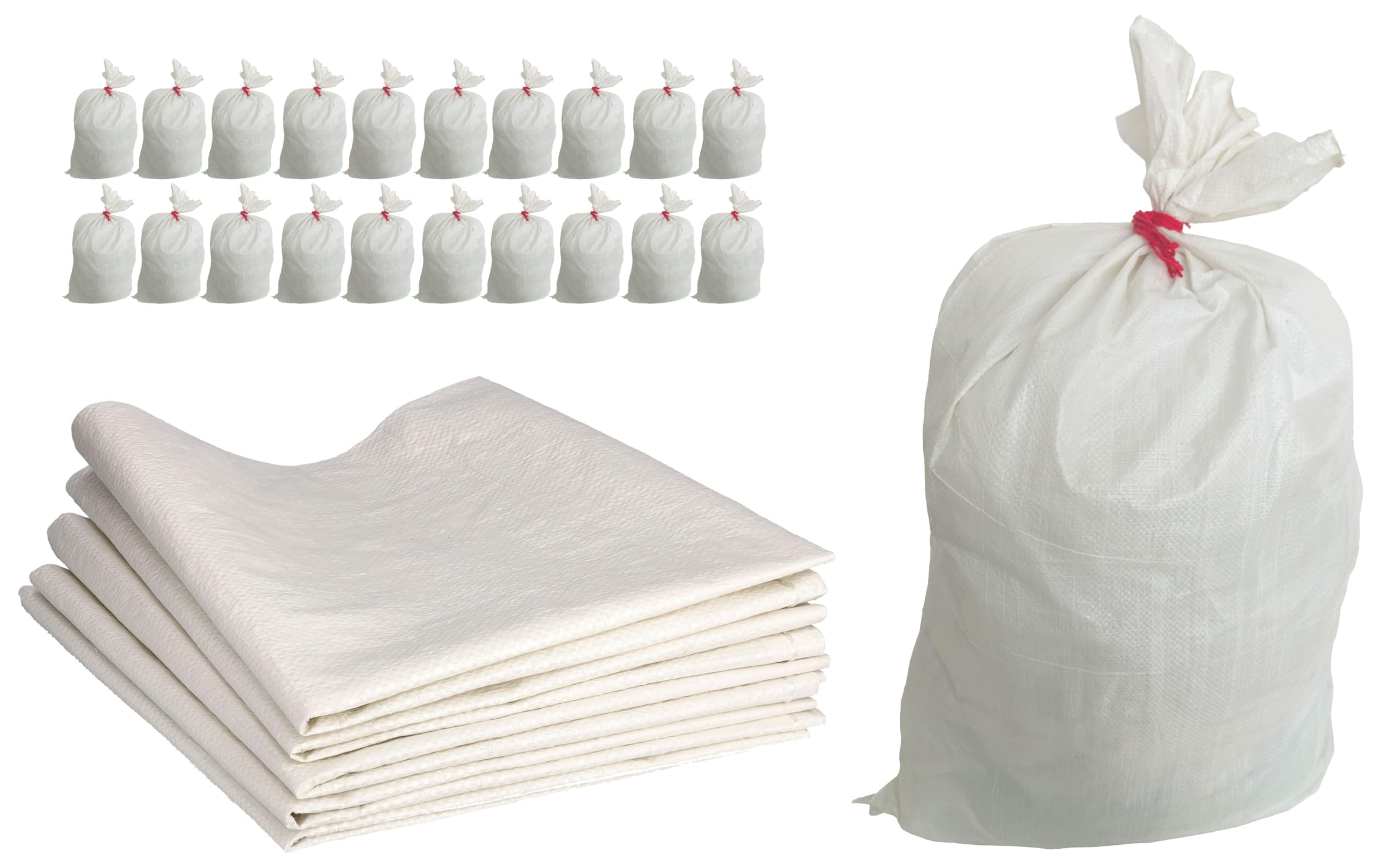 Toolspace 20x Woven Polypropylene Sacks, PP Fabric 85x50 Cm - Garden and Building Waste Bags 25 Kg Ideal For Animal Feed, Grain, Coal, Eco-Powder Storage Of Loose Items, Goods Transport