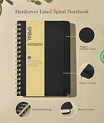 Dotted Spiral Journal Notebook, A5 Hardcover Spiral