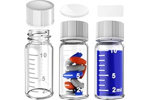 ZHANXUBIO Sterile Empty Vials Small Glass Vials with Measuring Line,Brown/Clear Sample Vials with Screw Cap Liquid Sampling for Chemistry Lab Chemicals or Personal Storage (Clear,10ml 12pcs)