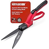 Kimura® Pro Grass Shears - Premium Lawn Shears with 360° Rotating Head, Japanese SK5 Steel Blades, Lightweight, Ergonomic TPR Coated Handles, Garden Shears for Edging and Trimming - 15" Grass Clippers