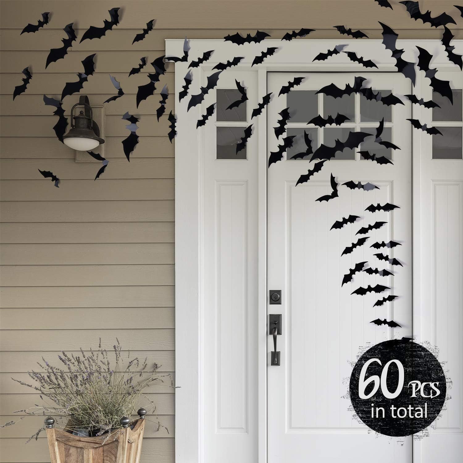 Coogam 60PCS Halloween 3D Bats Decoration 2020 Upgraded, 4 Different Sizes Realistic PVC Scary Black Bat Sticker for Home Decor DIY Wall Decal Bathroom Indoor Hallowmas Party Supplies: Toys & Games