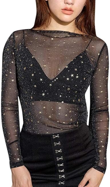 maglia di pizzo nera