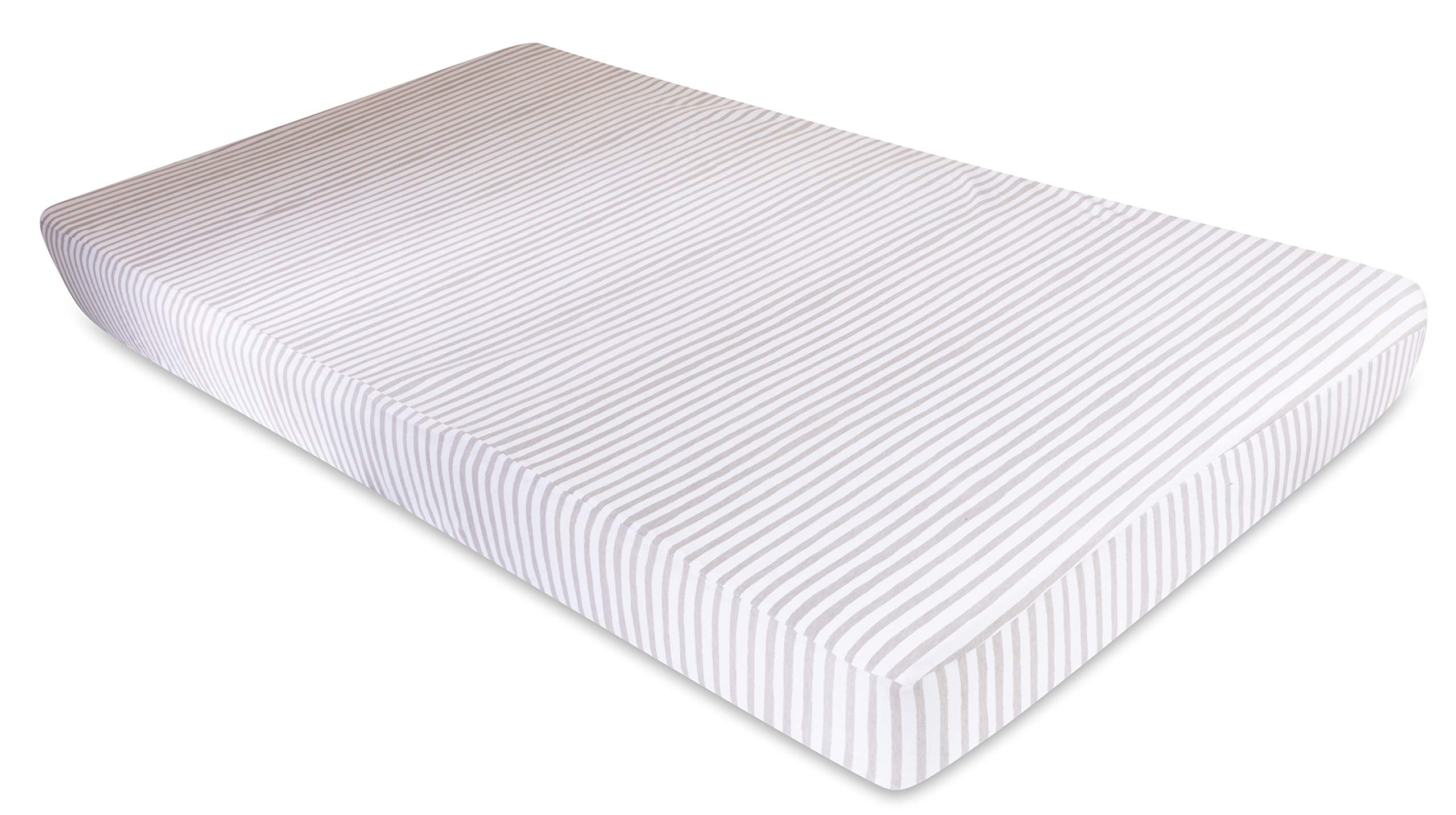 Ely’s & Co. Waterproof Crib Sheet/Toddler Bed Sheets – All-in-One Mattress Protector and Fitted Sheet – Soft Jersey Cotton, Grey Splash & Stripes, Gender Neutral Nursery Bedding Essential – 2-Pack
